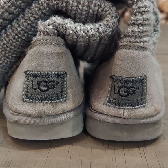 UGG Classic Cardy Gray Tall Knit Boots Sz 7 - Picture 6 of 9